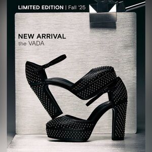 INEZ VADA Limited Edition Black Nappa Platform Micro Stud D’Orsay Heels